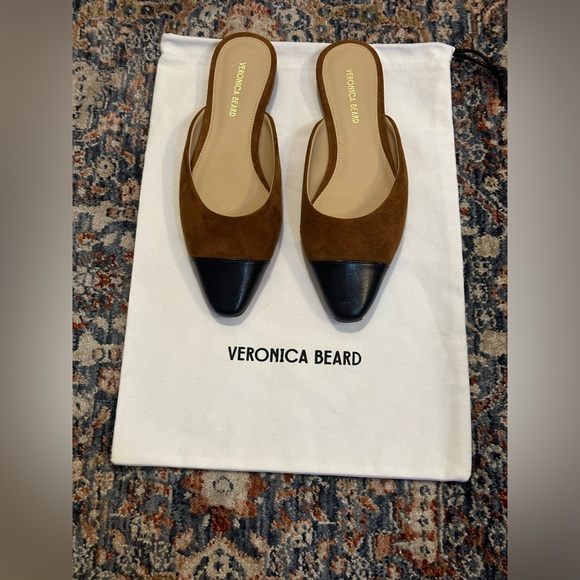 Veronica Beard Women’s Carlotta Flat in Size 5 in Black/Carmel - Picture 6 of 13